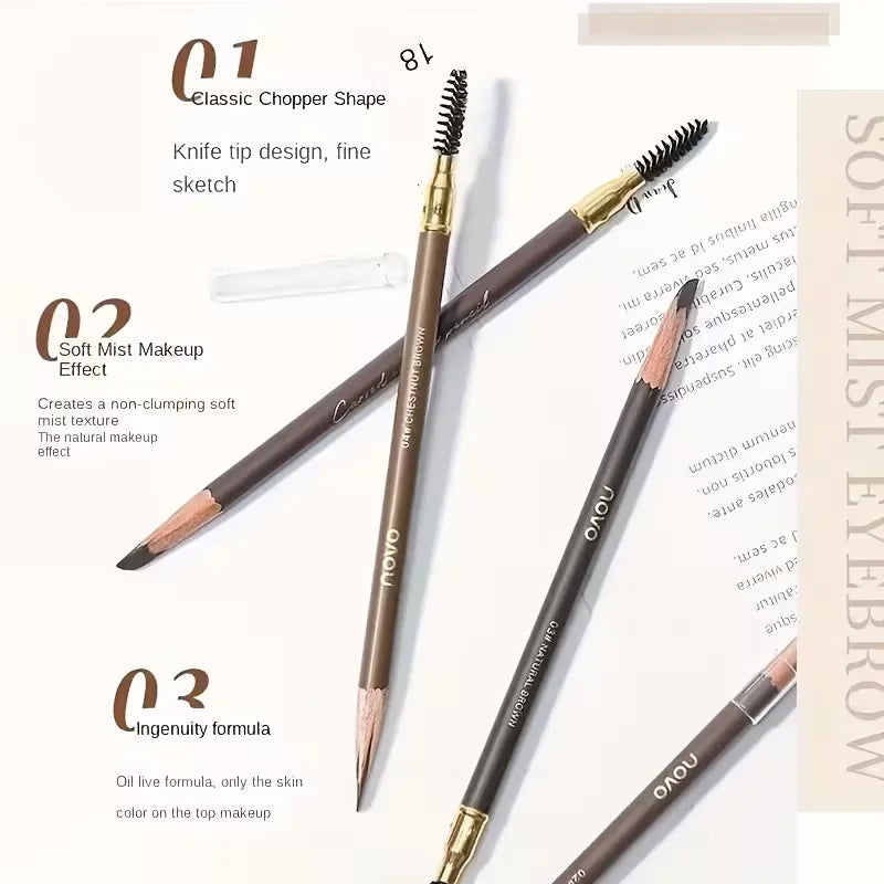 Waterproof Eyebrow Pencils Dual Ended With Spoolie Brush Smudge Proof
