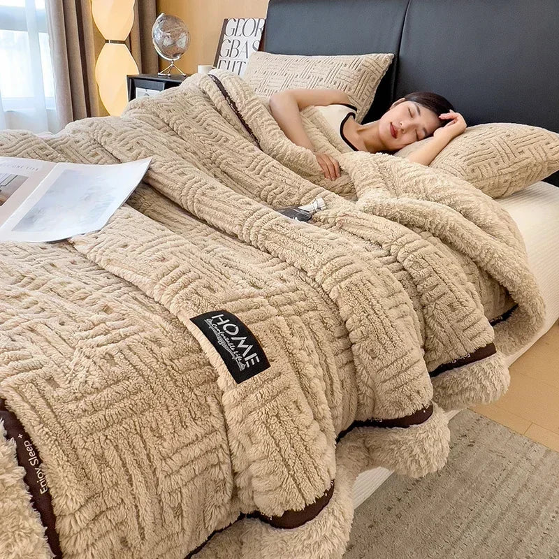 LUXO Fleece Blanket Knit For Spring And Autumn Baby And Family Warm Breathable