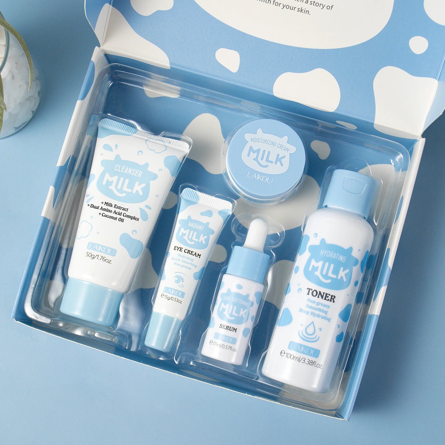 LAIKOU Milk Glowing Skincare Set Hydrating Brightening Anti-Age