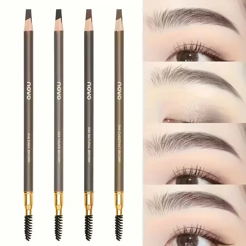 Waterproof Eyebrow Pencils Dual Ended With Spoolie Brush Smudge Proof