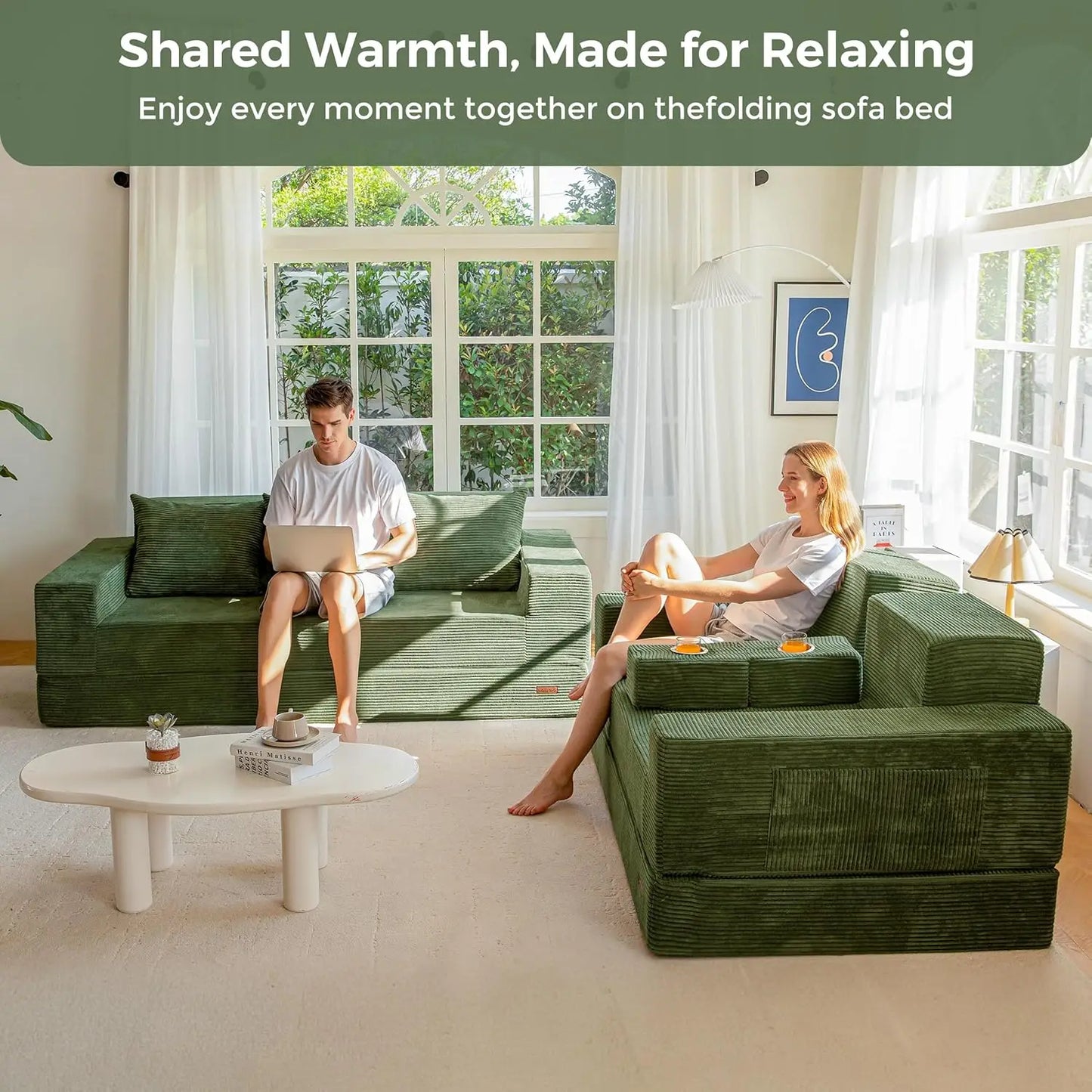 HUANZHUANG Convertible Sofa Bed 4 in 1 Modern Living Room