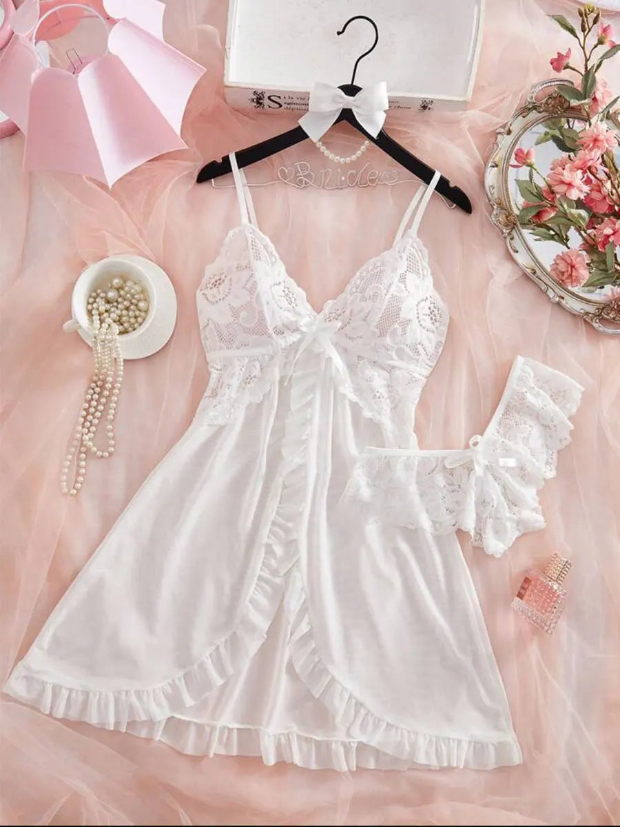 Women's Sleepwear Set Halter Nightdress and Panty Pijamas Kit