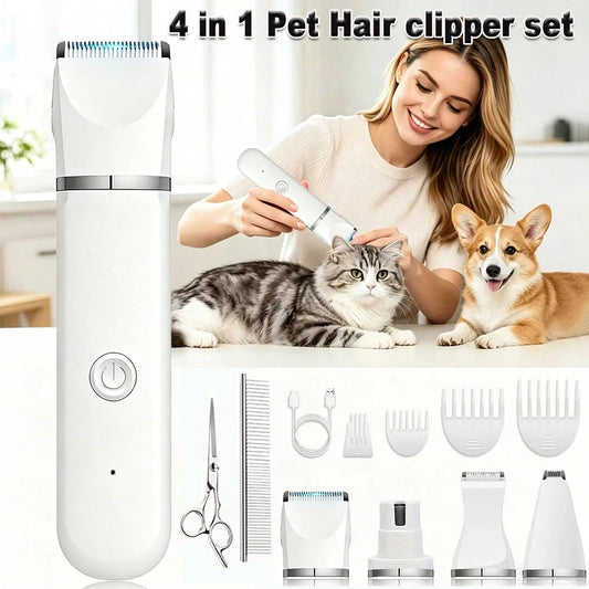 Shuyu 4-In-1 Pet Hair Clipper Cordless Grooming Kit