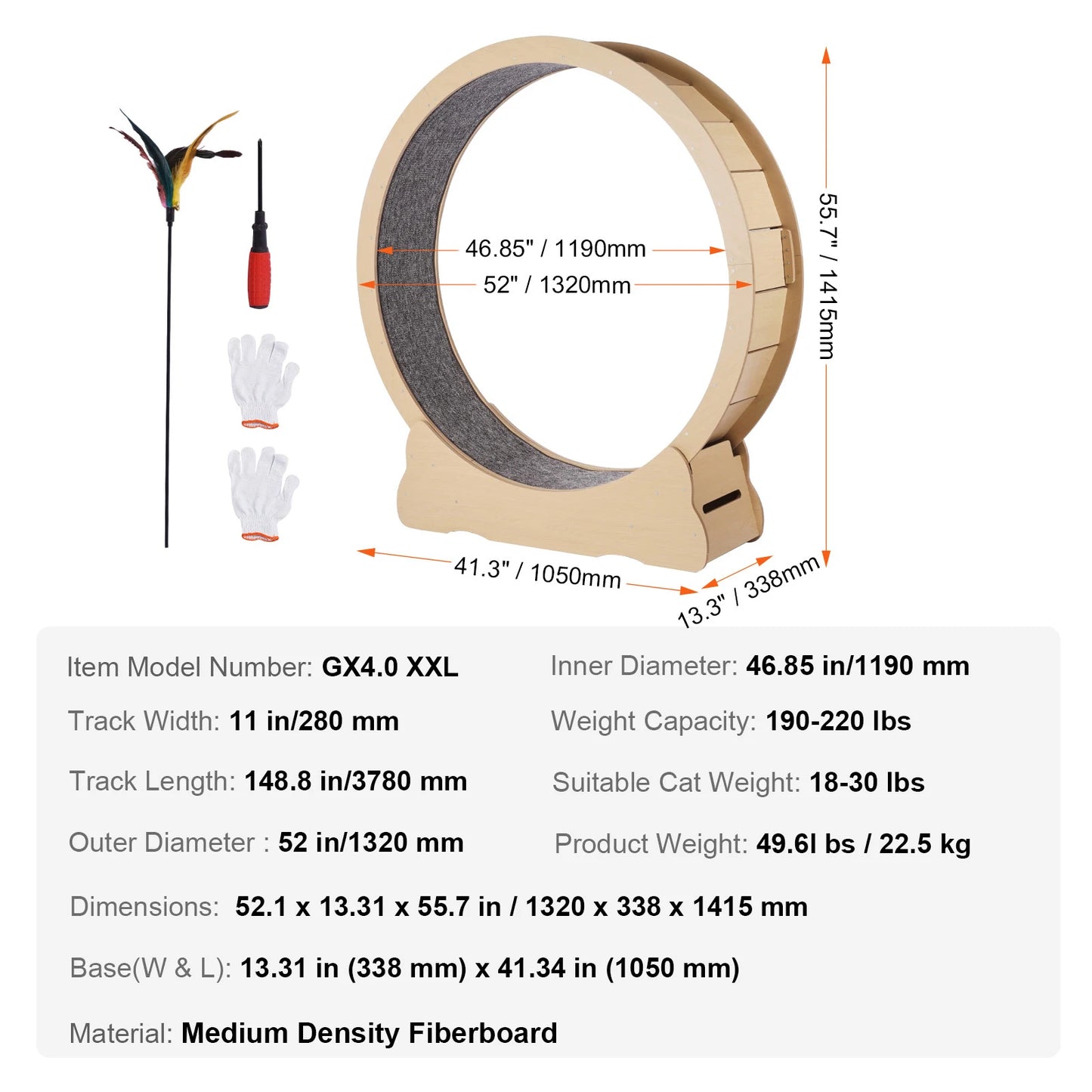 SucceBuy Wooden Cat Exercise Wheel For Indoor Cats