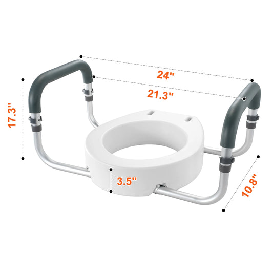 SucceBuy Raised Toilet Seat With Ergonomic Support Handles