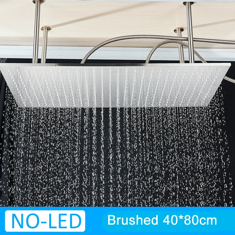 Shinesia LED Rainfall Shower Head Stainless Steel Square Changing Lights