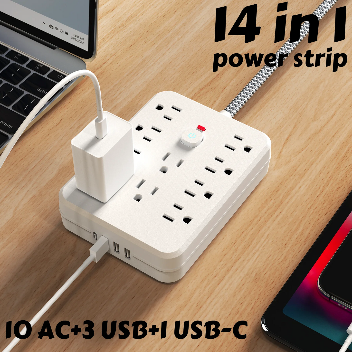 TRANSTON Power Strip Surge Protector With USB-C Ports