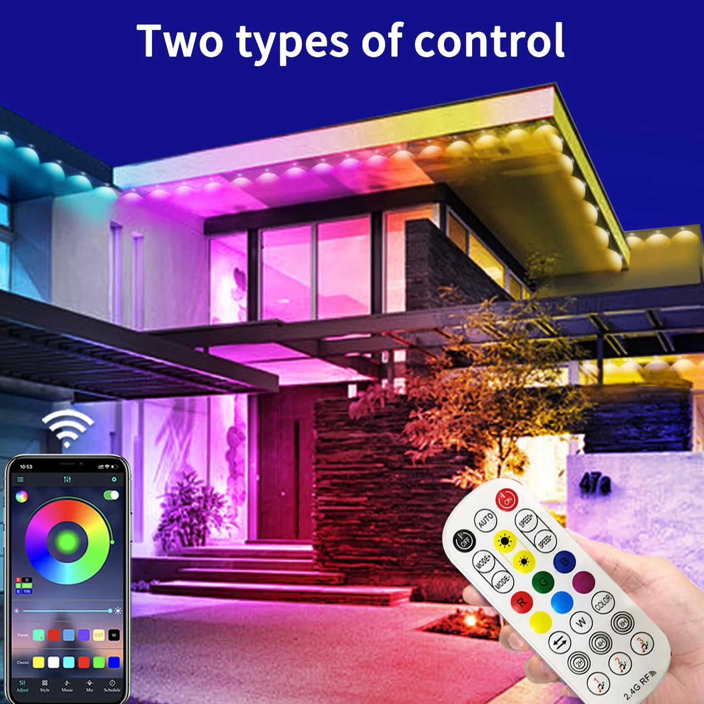 MIMIRGB Outdoor RGBIC String Lights Waterproof Eaves Alexa