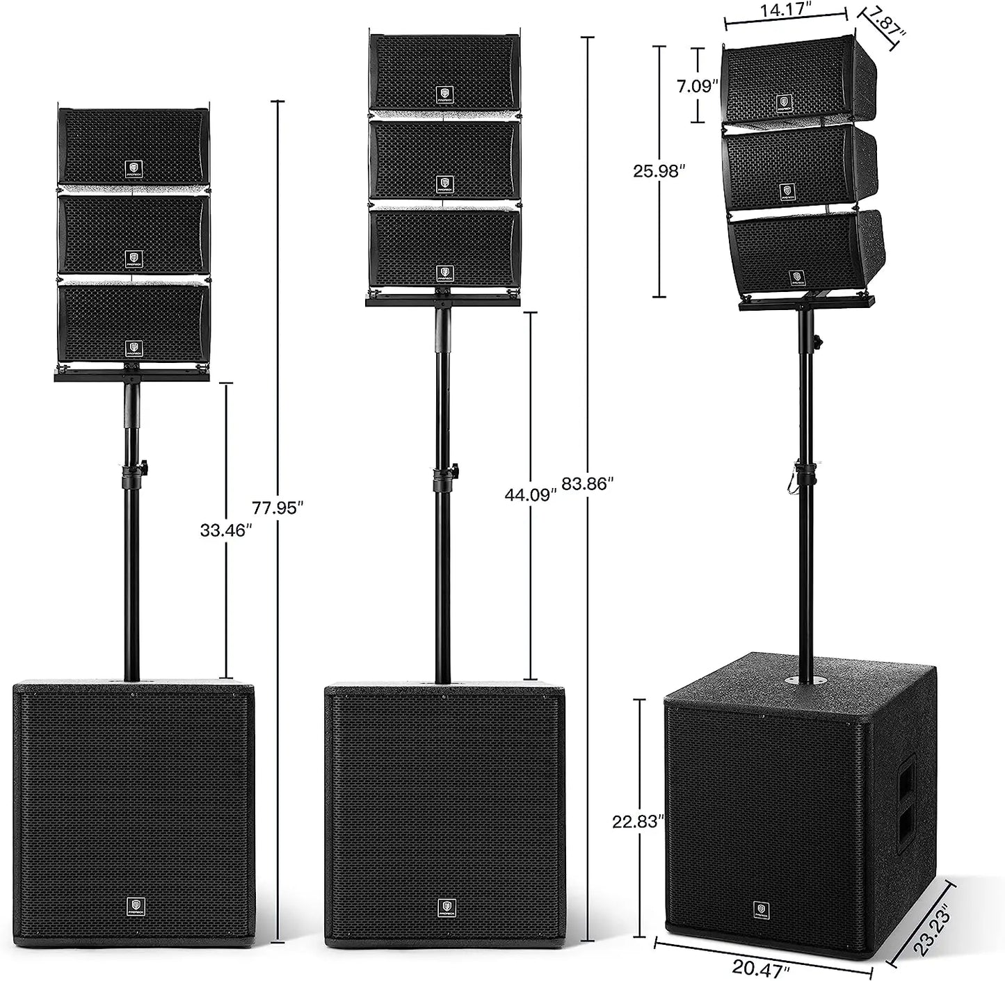 PRORECK 18 Inch 8000W PMPO Bluetooth PA Speaker System With Subwoofers