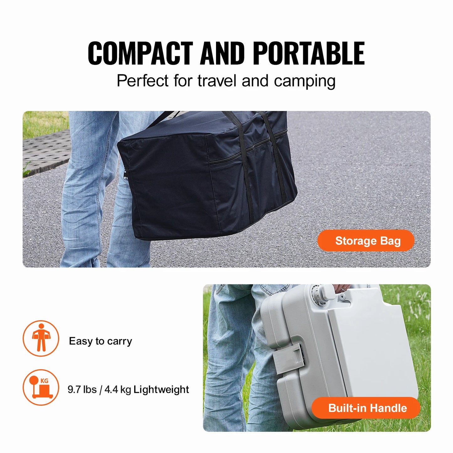 SucceBuy Portable Toilet for Camping Porta Potty Push-Button Pressurized Flush Commode Leak-proof and Odourless Portable Toilet