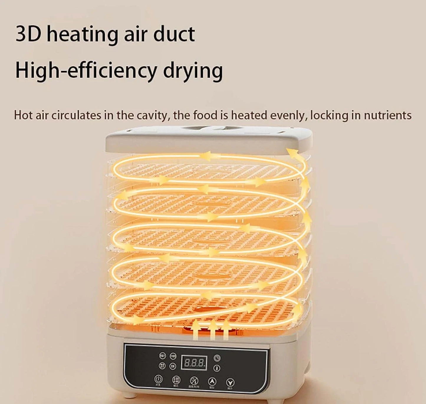 5-Layer Food Dehydrator For Fruit And Vegetables Adjustable Temperature
