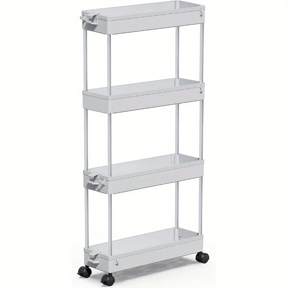 Slim Rolling Storage Cart 4-Tier Organizer Mobile Shelving Unit