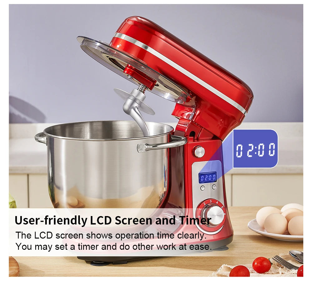 Biolomix Kitchen Stand Mixer 6 Speed 1200W Dough Hook Whisk