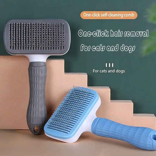 One Button Self Cleaning Slicker Brush For Dog And Cat Grooming