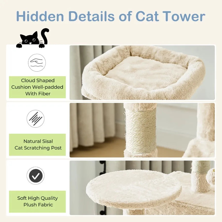 Cat Tower With Large Condo And Climbing Ladder For Cats