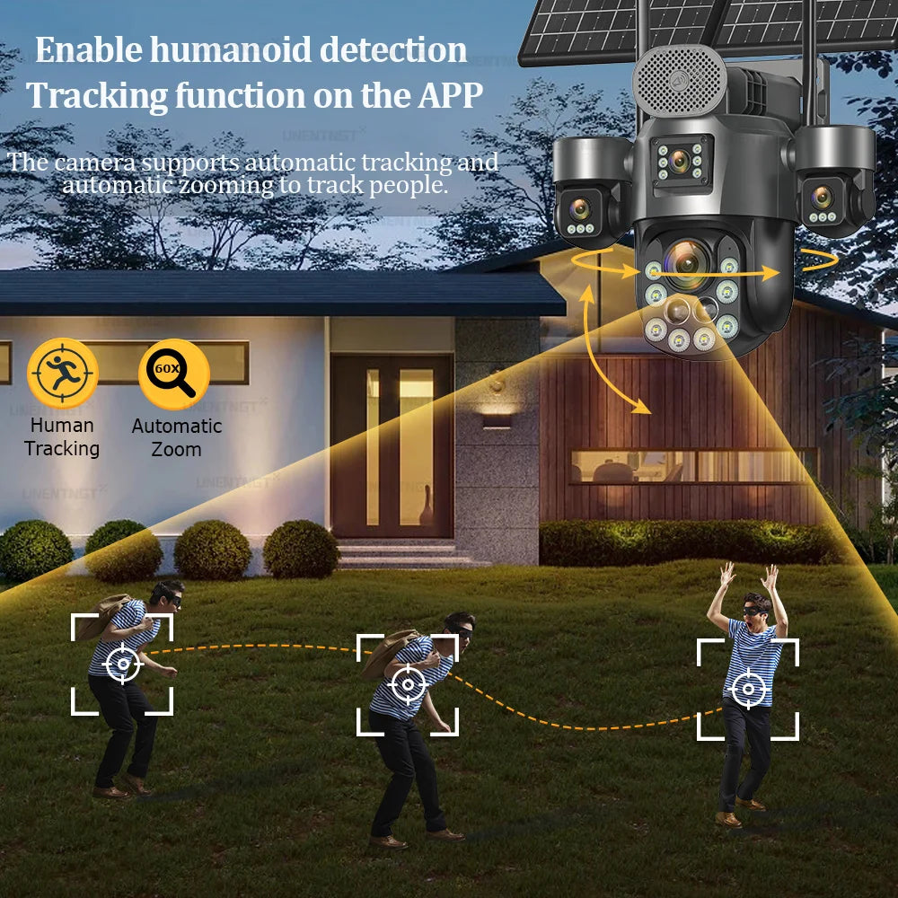 UNENTNGT Solar Camera 20MP 4G Outdoor Surveillance with Auto Tracking