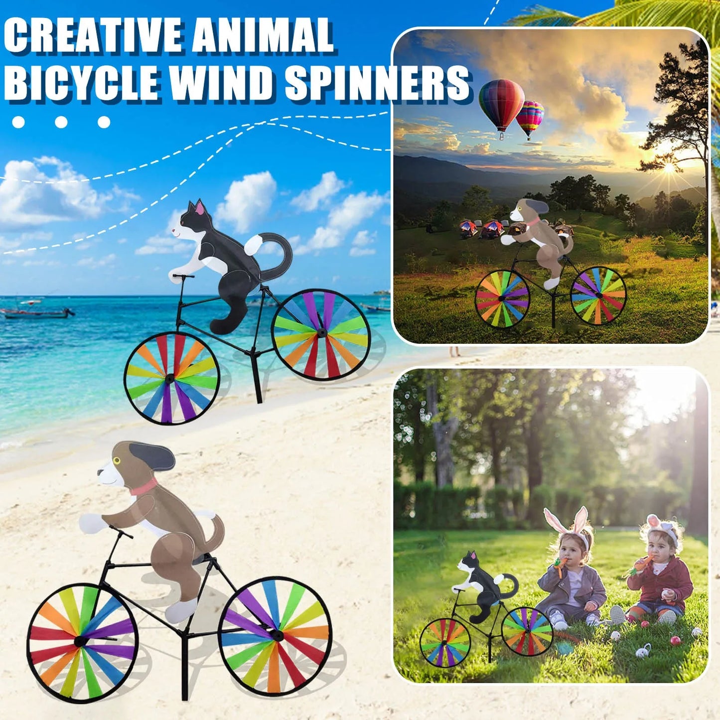 Outdoor Cat Bicycle Garden Sculpture For Yard Decor