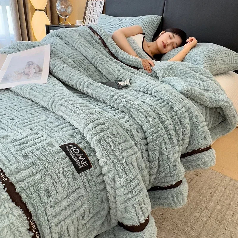 LUXO Fleece Blanket Knit For Spring And Autumn Baby And Family Warm Breathable