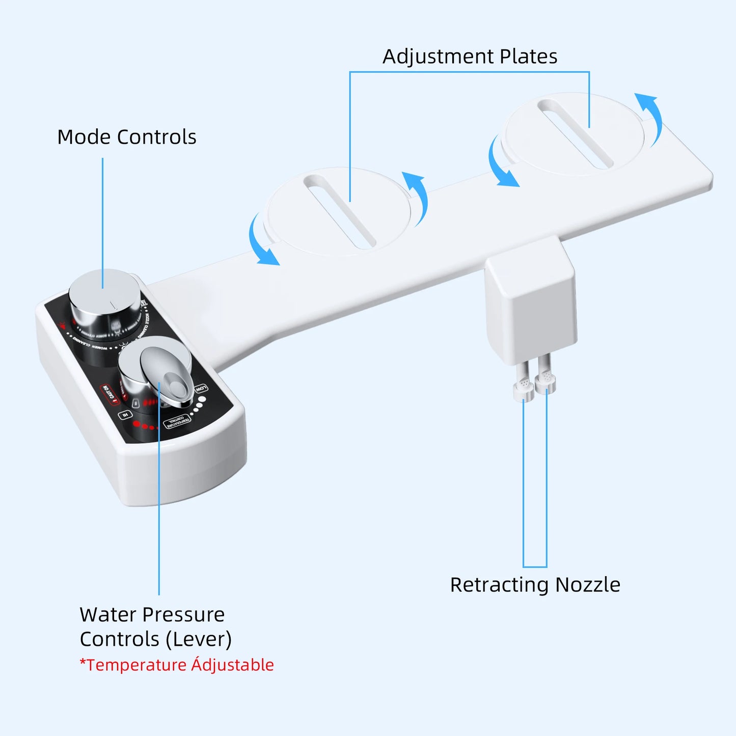 Hibbent Bidet Attachment For Toilet Dual Nozzle Hot Cold Water