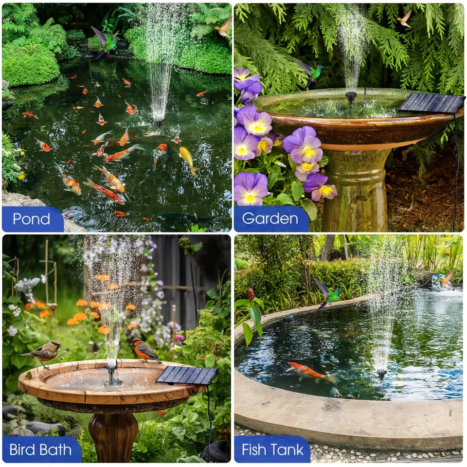 Floating Solar Fountain Pump With 6 Nozzles For Outdoor Ponds