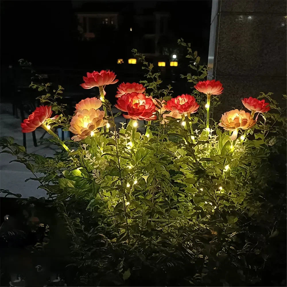 PNMNON Solar Garden Light Snow Lotus Flower Lamp For Yard
