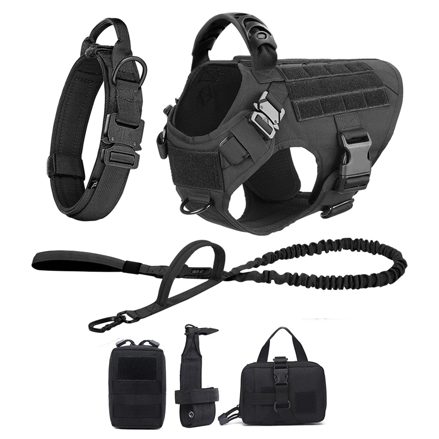 Nylon Dog Harness Leash And Collar Set For German Shepherd Malinois