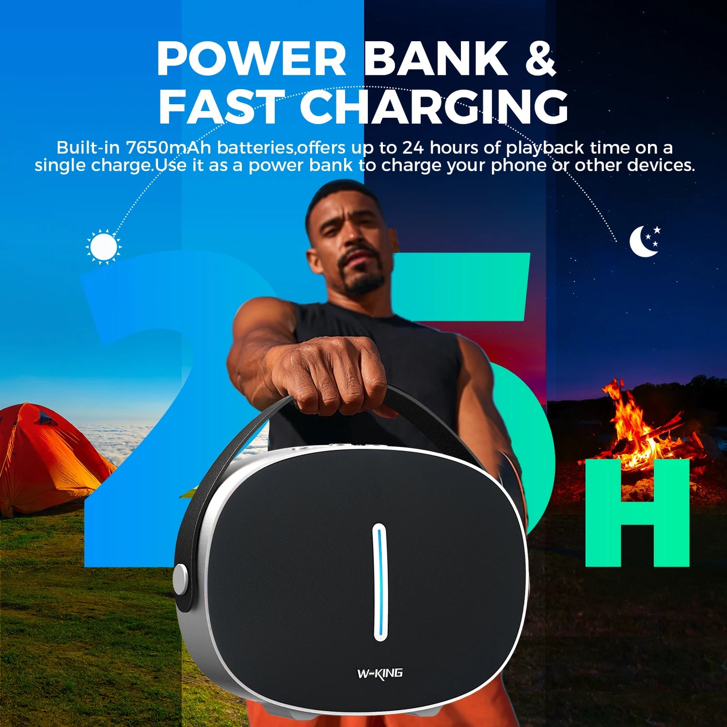 W-King T8II Portable Bluetooth Speaker Boombox Powerful Bass