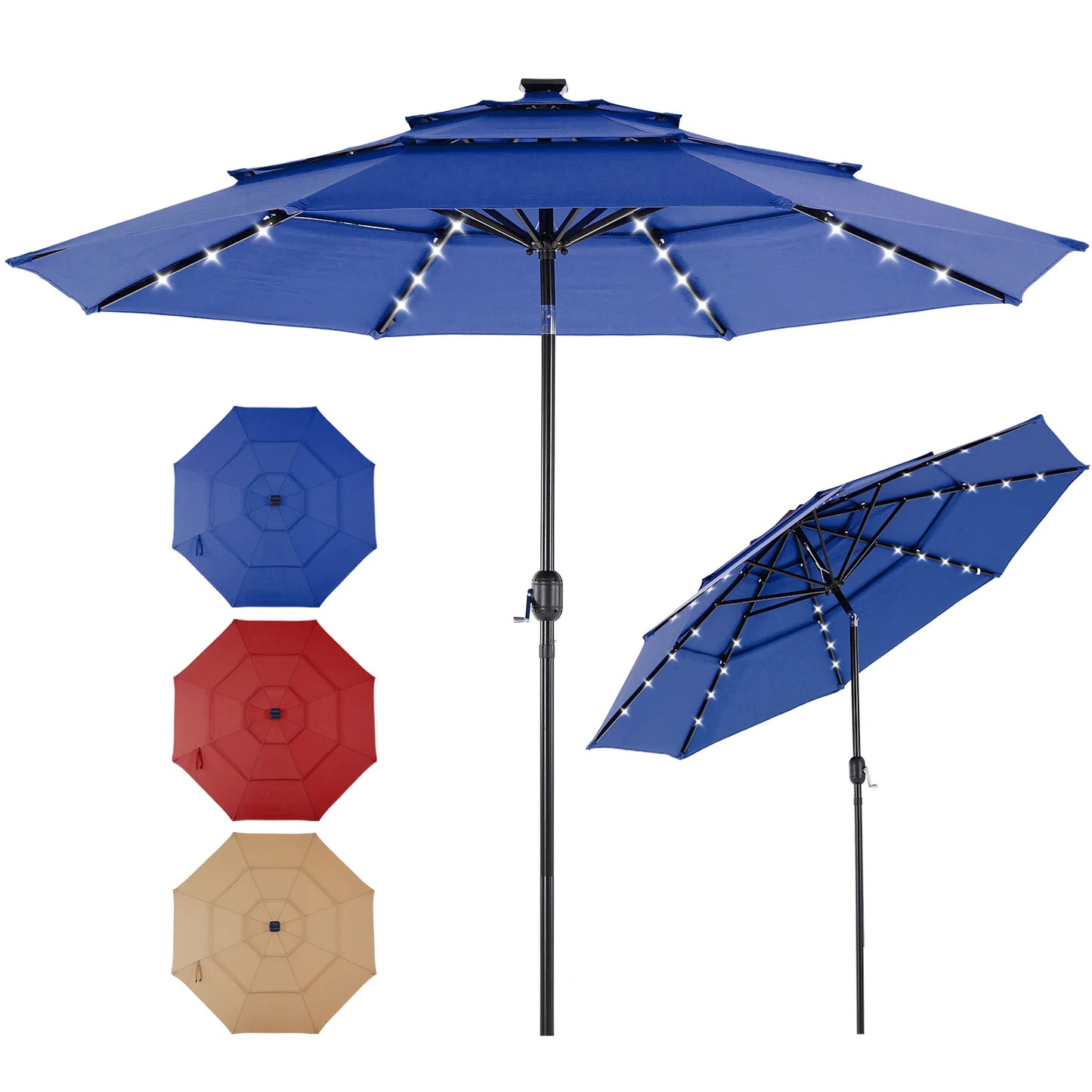 JHK Solar LED Patio Umbrella With Tilt Table Lights