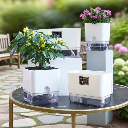 Self Watering Pot Dual Deck Magnetic Plastic Flower Pot