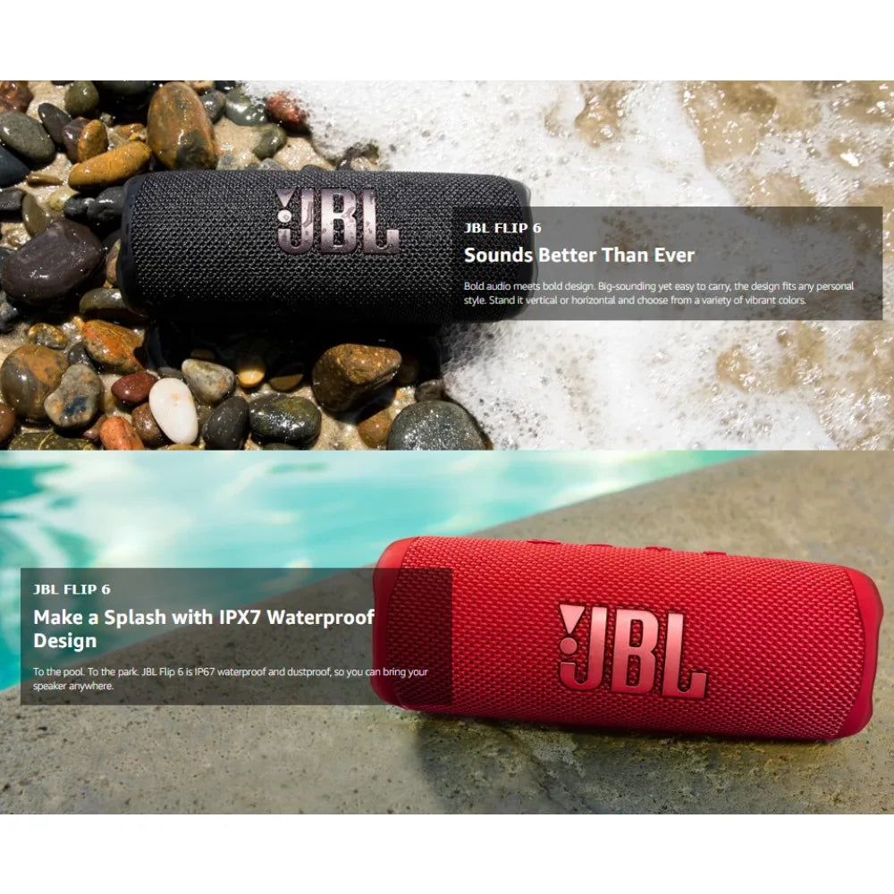 JBL Flip 6 Waterproof Bluetooth Speaker With Powerful Bass
