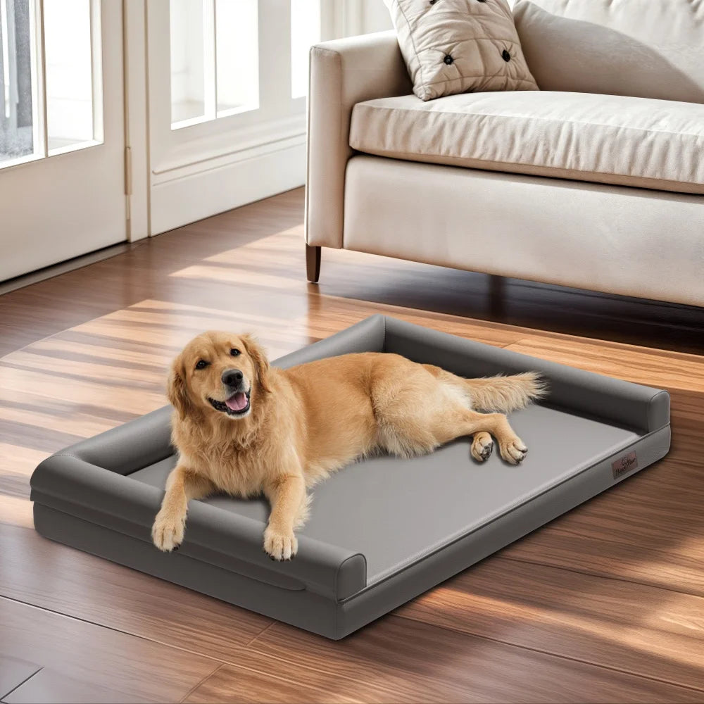 Borwart Extra Large Orthopedic Dog Bed Bolster With Removable Cover
