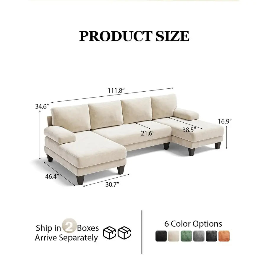 MBVM UShaped Sectional Sofa With Double Chaise For Living Room