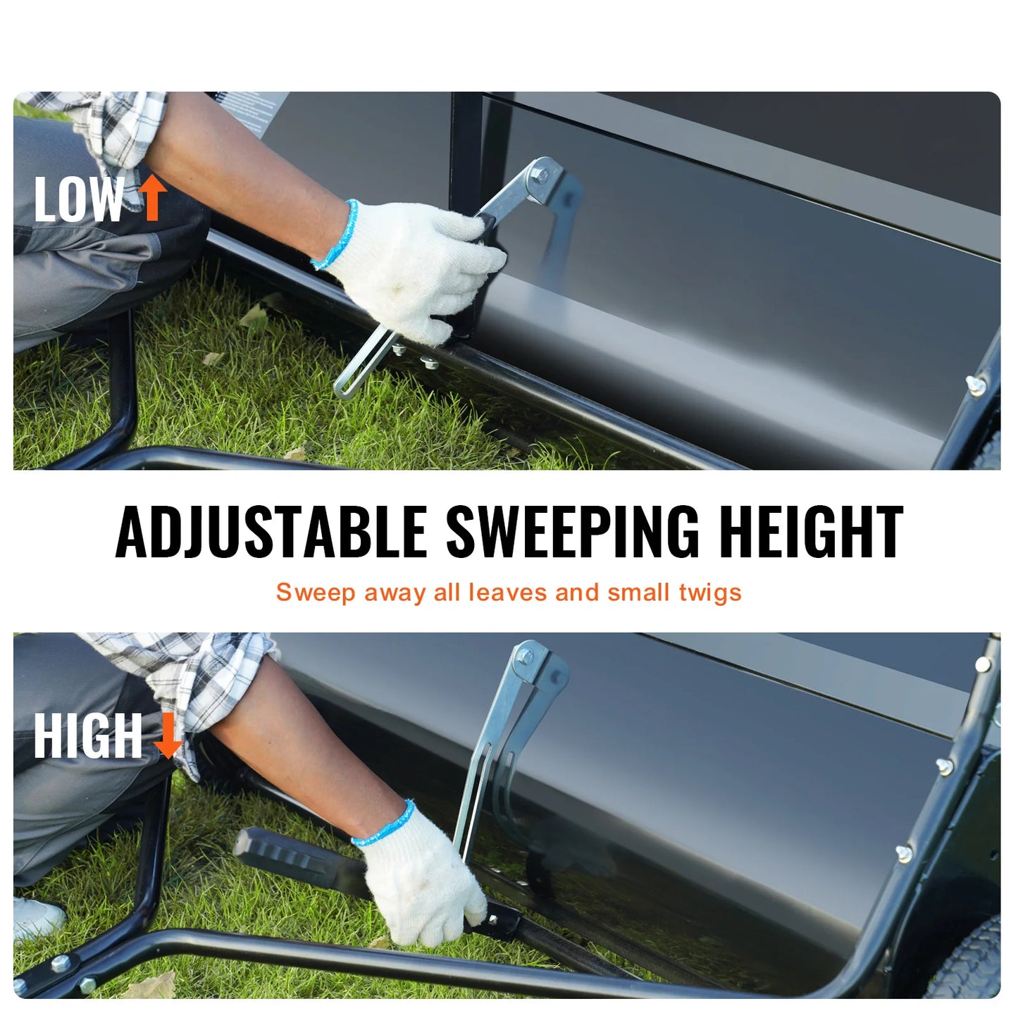 SucceBuy Tow Behind Lawn Sweeper Capacity Heavy Duty Leaf Collector