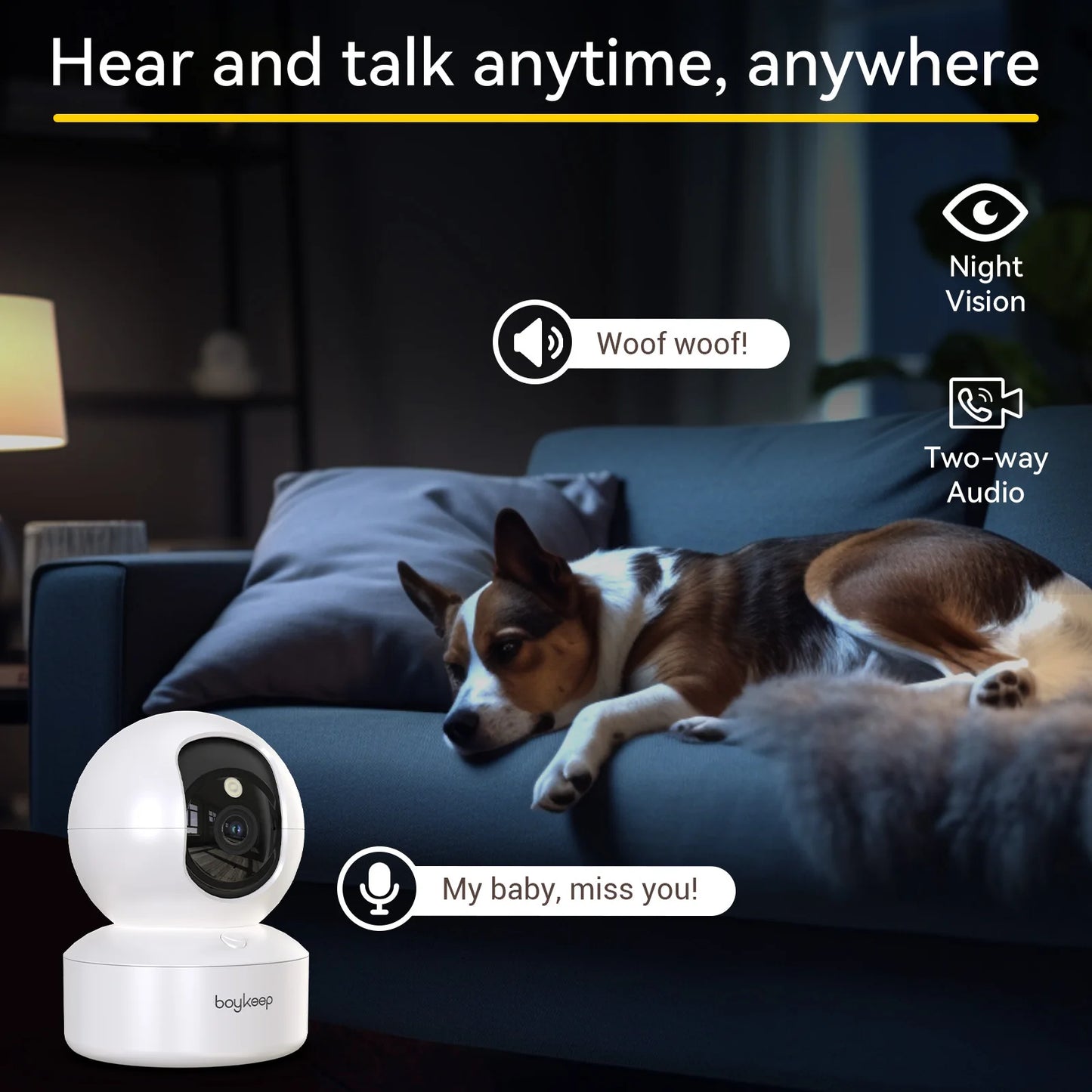 BoyKeep 2K Smart WiFi Indoor Security Camera with PTZ
