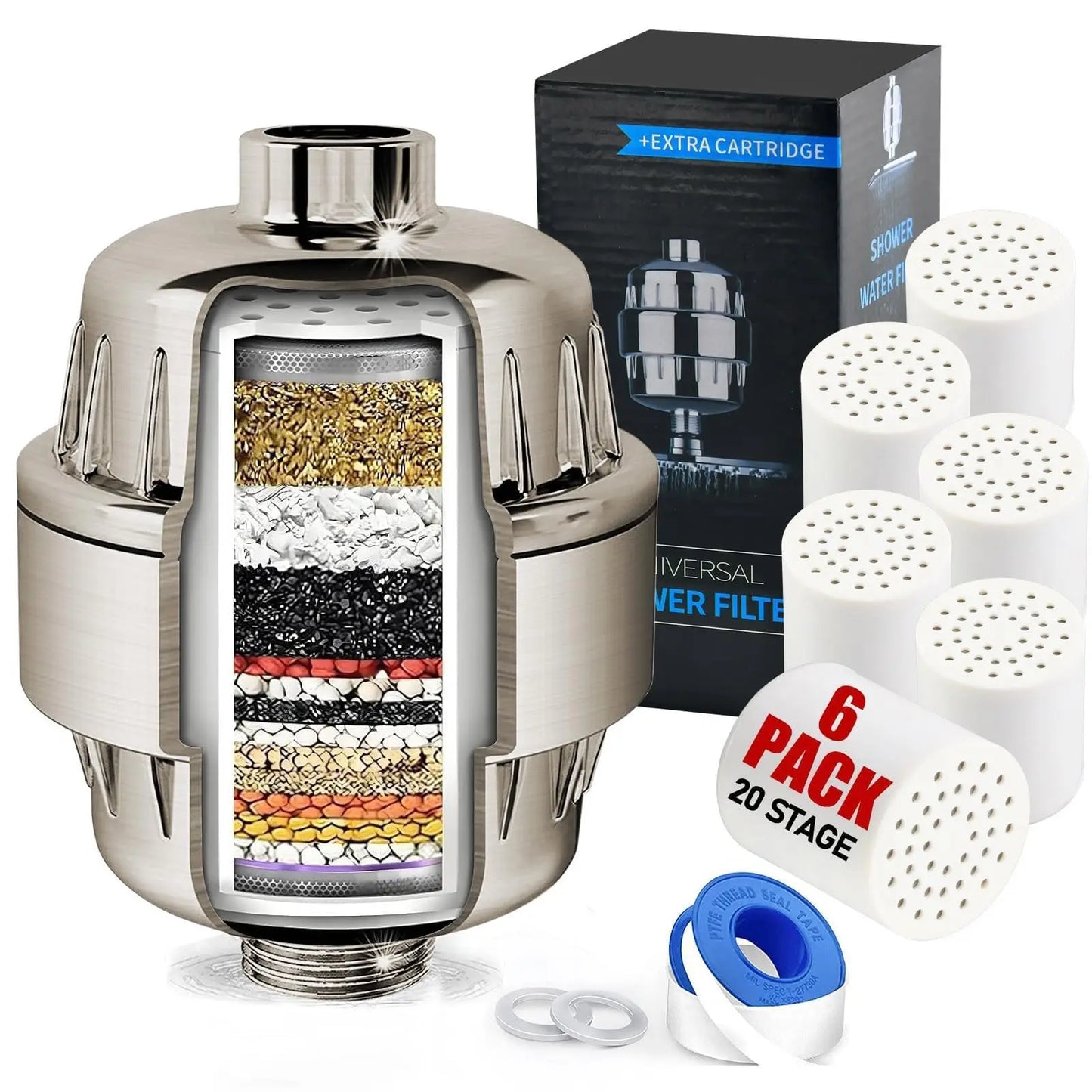 Stainless Steel Shower Filter Water Purifier Inline Bath Accessory