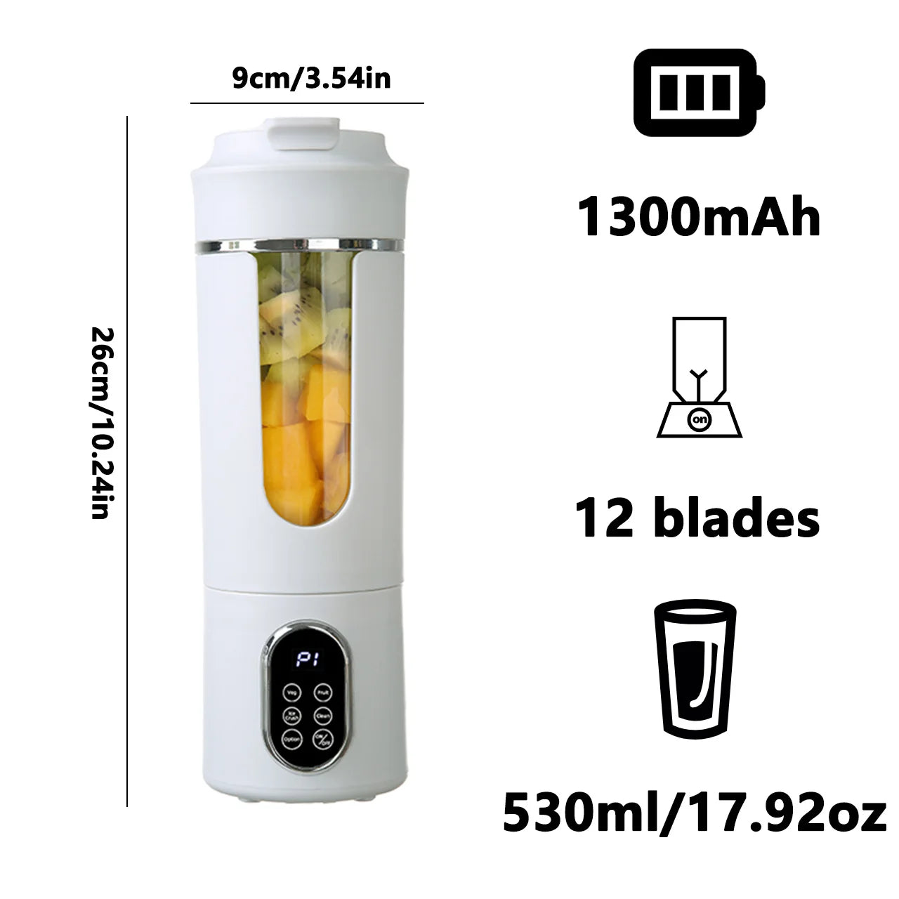 TMJD MISS Portable Wireless USB Juicer 12-Blade Blender