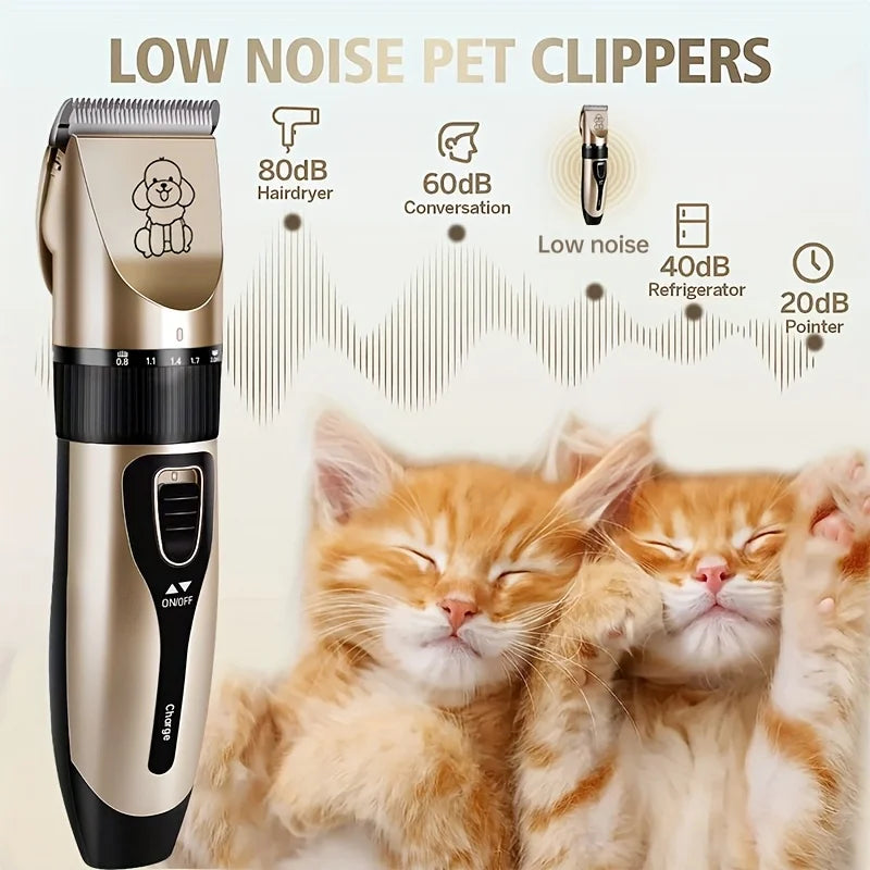 Low Noise USB Rechargeable Pet Grooming Kit With Ceramic Blades