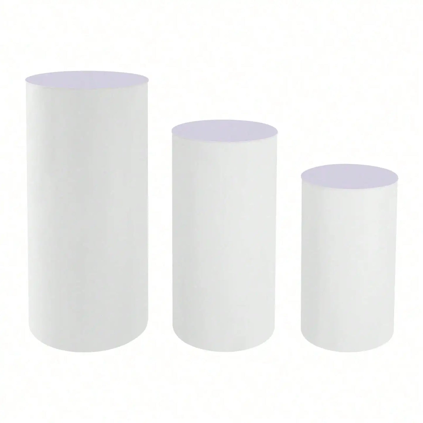 3Pcs White Cylinder Pedestal Stands PVC Acrylic Display