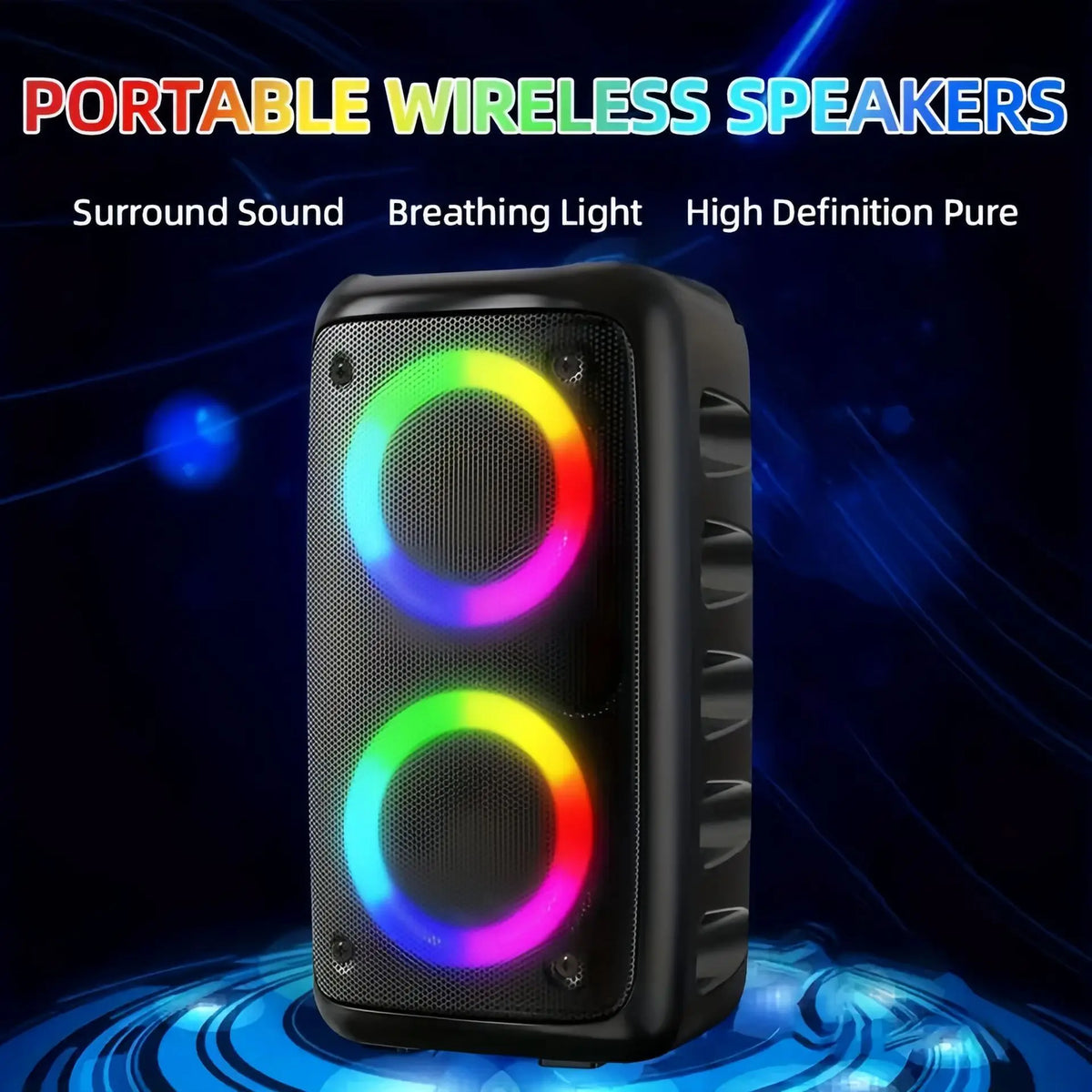 Ayebau Karaoke Radio Bluetooth Speaker Portable Wireless Microphone Led Lamp
