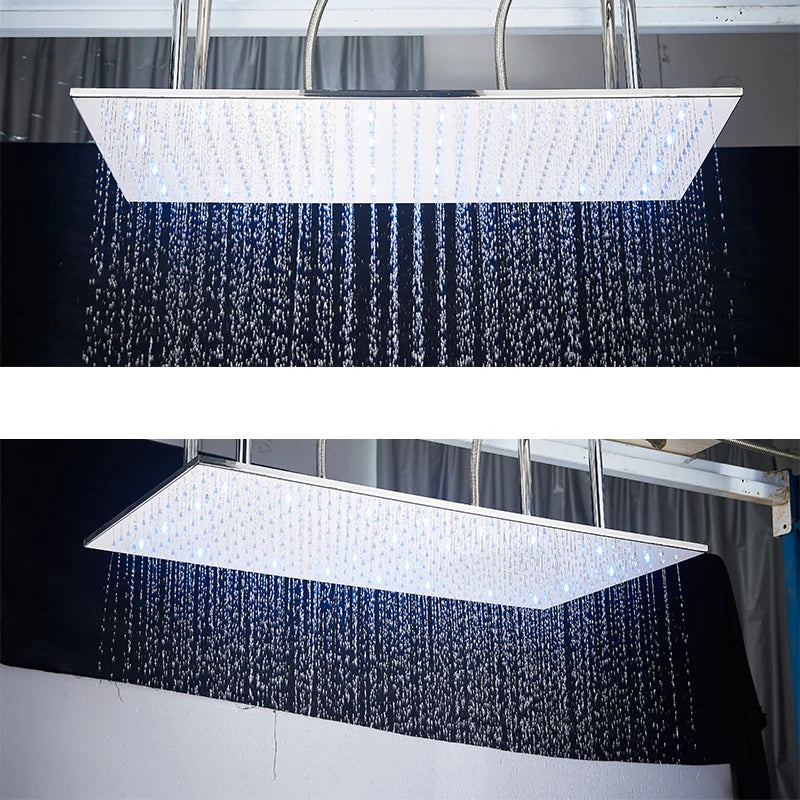Wanmivezlo LED Brass Shower Head Wall Mounted Rainfall Light