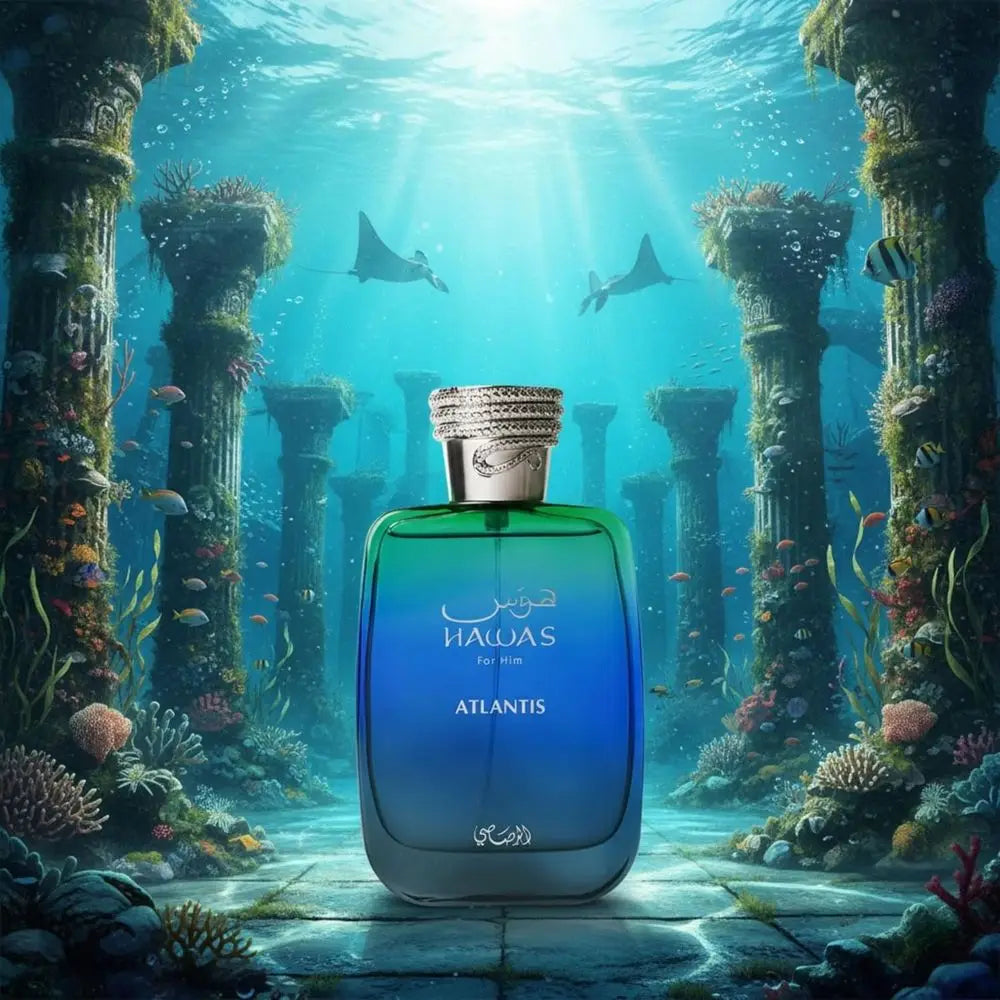 Hawas London & Atlantis For Men Eau De Parfum Combo Set, 100ml Fresh Aquatic Woody Men Cologne Kit, Long Lasting City Inspired Masculine Fragrance Luxury Gift Pack For Him