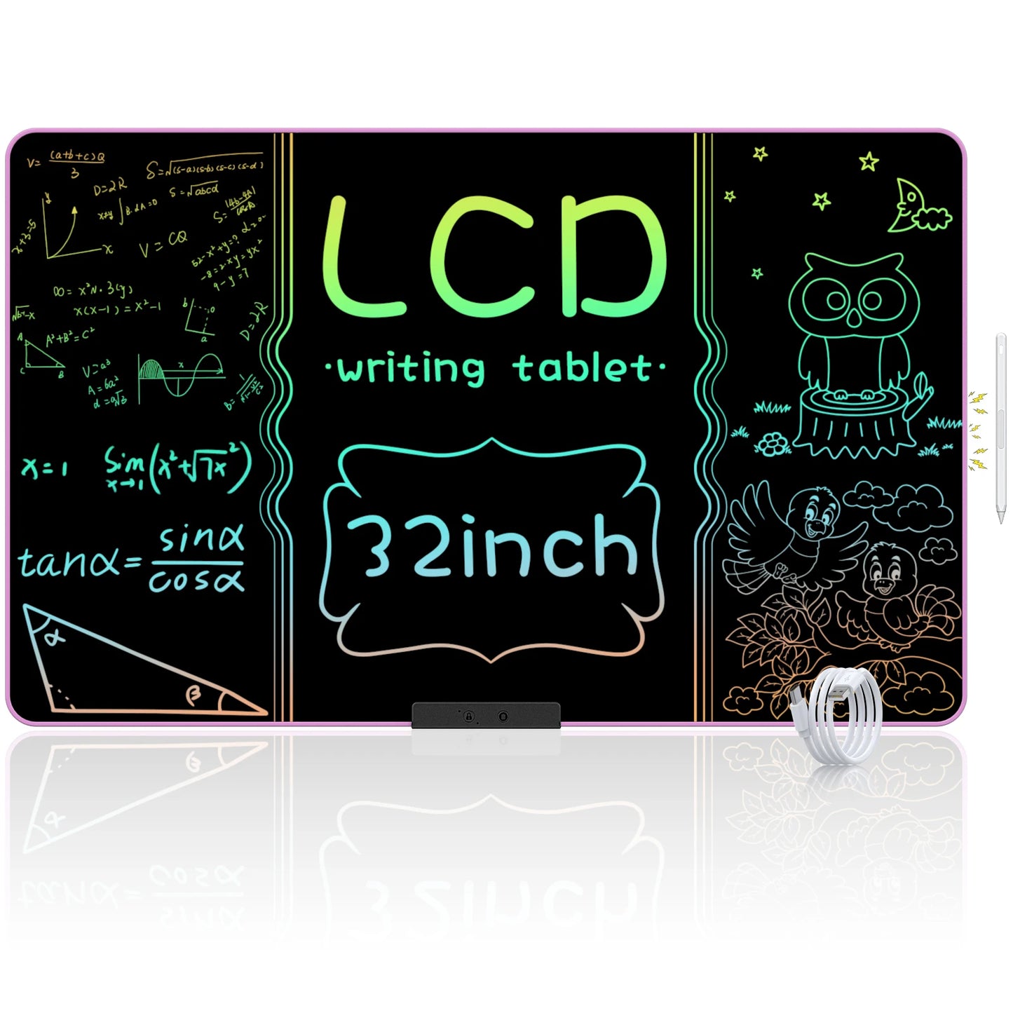 32 Inch/20 Inch Rechargeable LCD Writing Tablet, Huge Size Drawing Tablet Doodle Board with Eye-Care Colorful Screen For Kid Toy