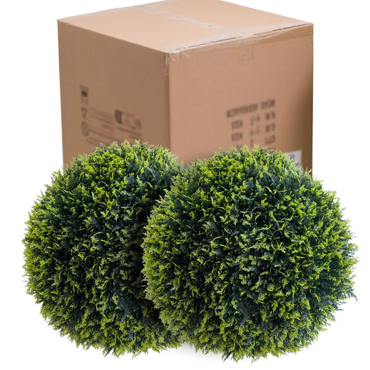 Studyset Outdoor Topiary Balls Set of Two Artificial Cedar Decor