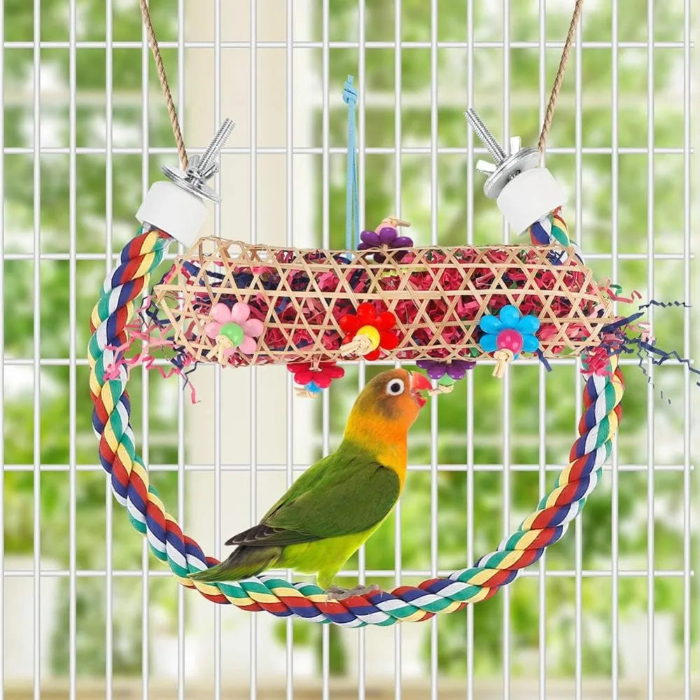 Bird Chew Toys For Parrots Foraging Paper Balls Cage Hanging