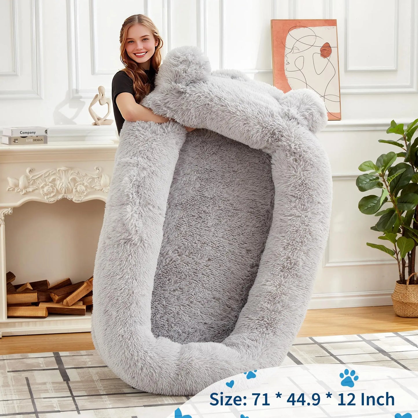 HiMISS Dog Bed For Adults With Removable Cover And Blanket