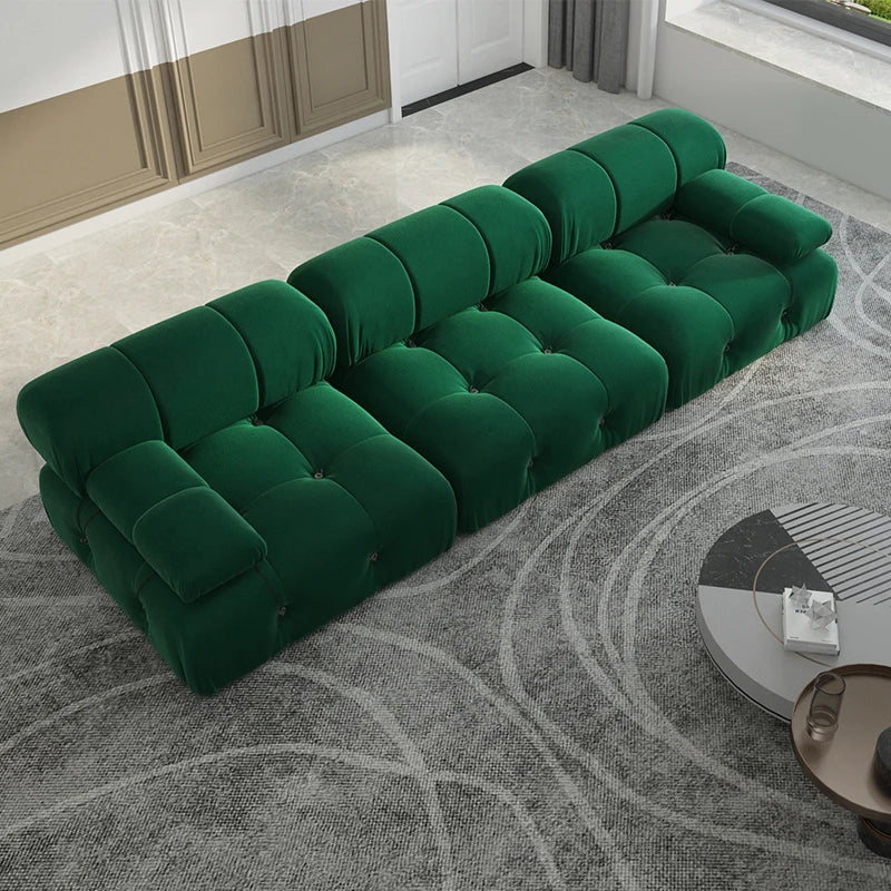 Sdorens Velvet Convertible Sectional Sofa Set Modern Minimalist