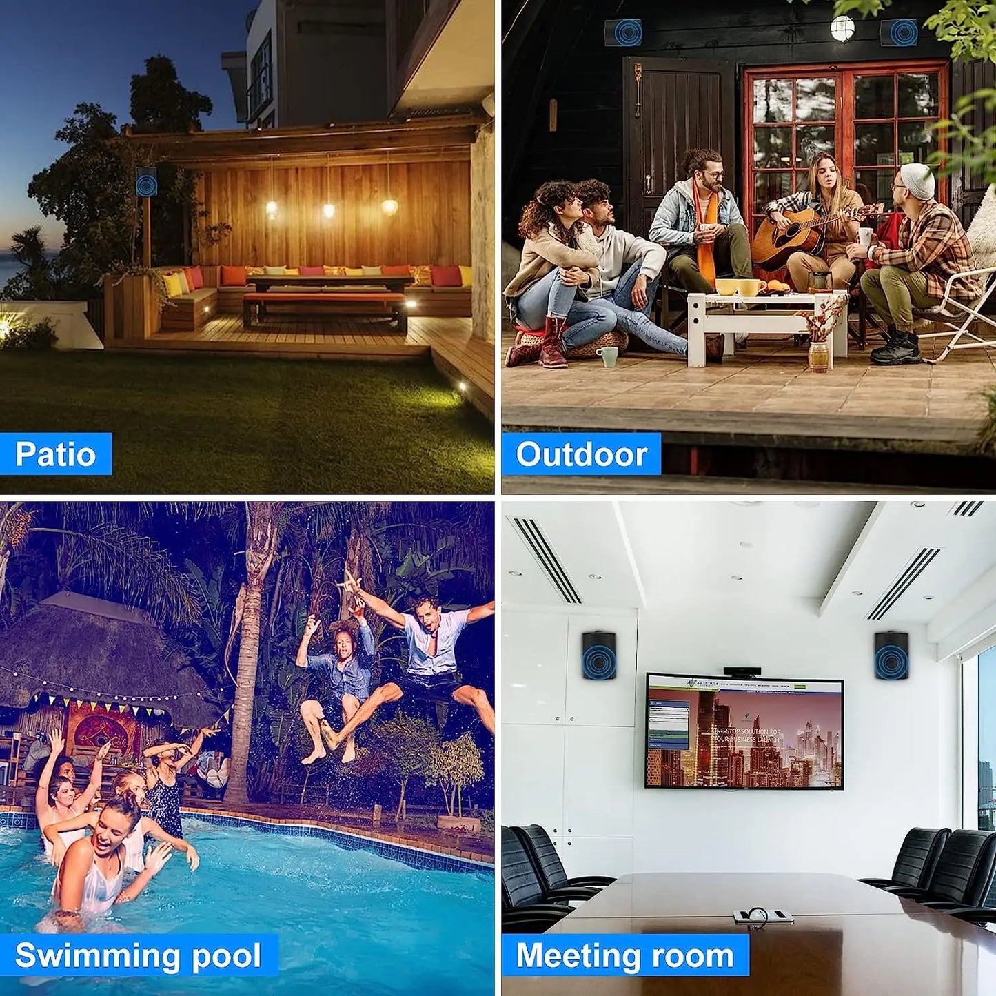 Herdio 5.25 Inch 300W Indoor Outdoor Dual Speakers Wall Mount System