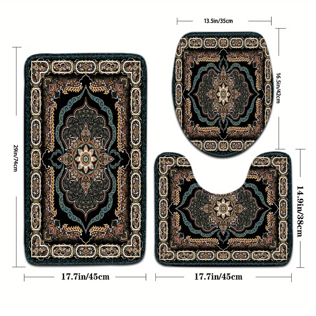 Bohemian Style Arrow Pattern Bathroom Mat Set For Floor