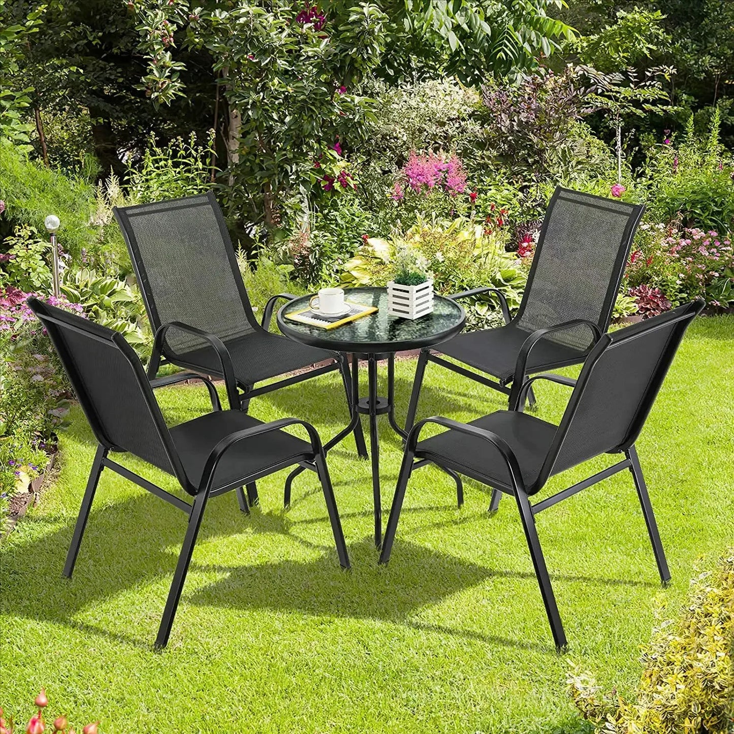 AuAg Garden Chairs Steel Iron Teslin Fabric Folding High Back