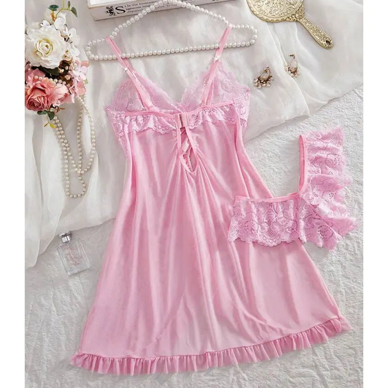 Women's Sleepwear Set Halter Nightdress and Panty Pijamas Kit